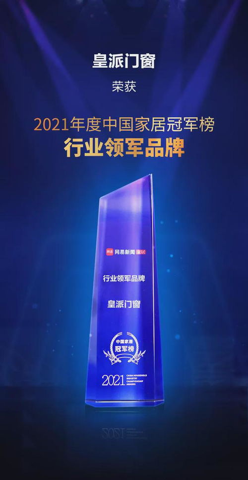 皇派门窗 荣膺2021中国家居冠军榜“行业领军品牌”，以专业设计服务引领行业新风尚